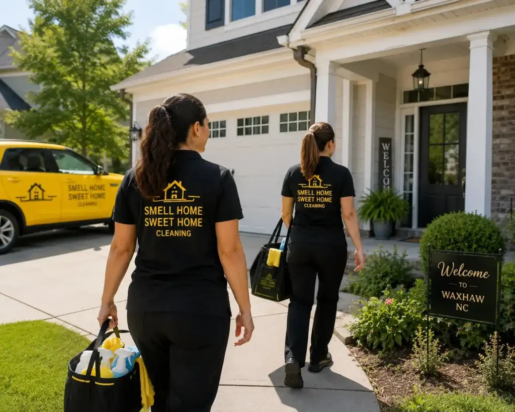 Smell Home Sweet Home maid service team arriving at a Waxhaw NC home